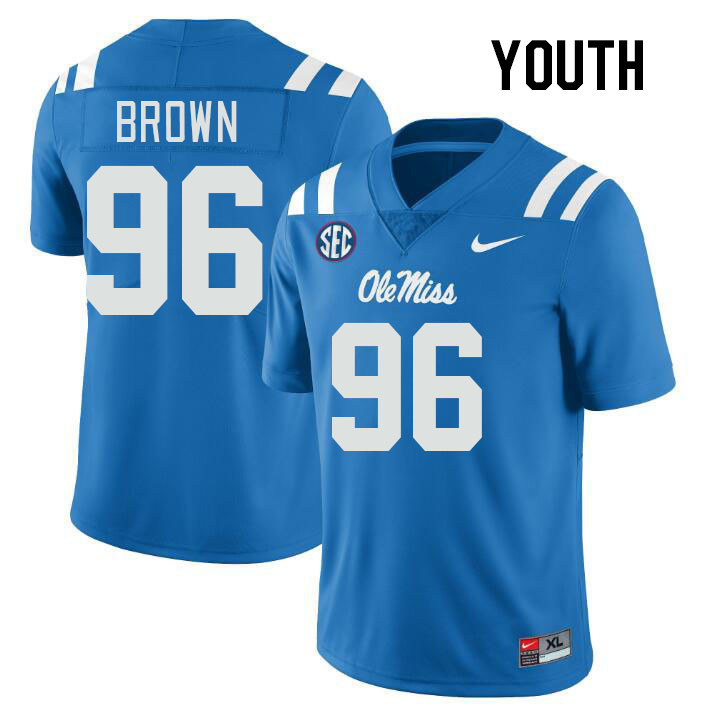Youth #96 Jamarious Brown Ole Miss Rebels College Football Jerseyes Stitched Sale-Powder Blue - Click Image to Close